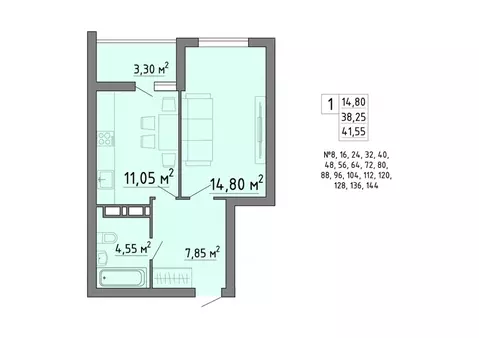 1-к кв. Липецкая область, Липецк Агрономическая ул. (41.55 м)