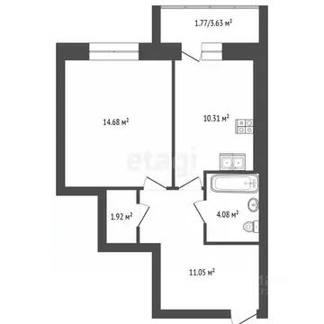 1-к кв. Калужская область, Калуга проезд 3-й Академический, 10 (42.3 ...