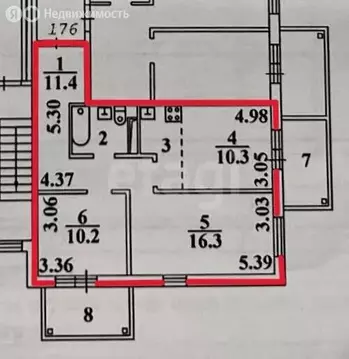 3-комнатная квартира: Новосибирск, улица Гаранина, 39 (56 м)
