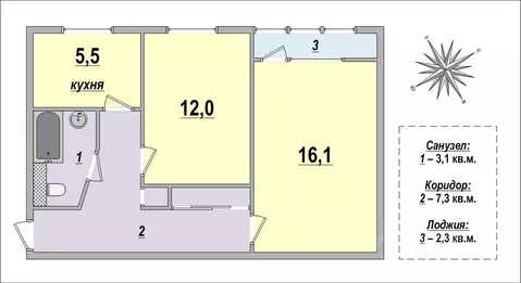 2-к кв. Санкт-Петербург Витебский просп., 41К3 (46.3 м)