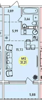 Студия Ярославская область, Ярославль 2-й мкр,  (31.21 м)