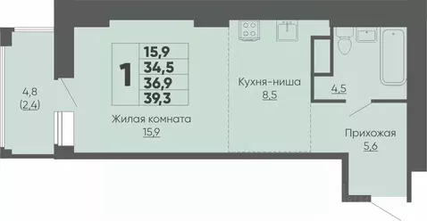 1-к кв. Чувашия, Чебоксары ул. Академика РАН Х.М. Миначева, 14 (39.3 ...