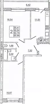 2-к кв. Смоленская область, Смоленск ул. Крупской, 54Б (66.7 м)