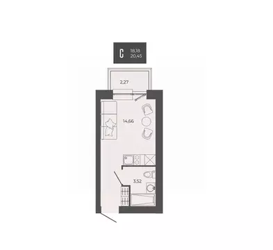 1-к кв. Пензенская область, Пенза ул. Тепличная, 55 (20.45 м)