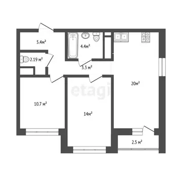 2-комнатная квартира: Тюмень, улица Пожарных и Спасателей, 16 (60 м)