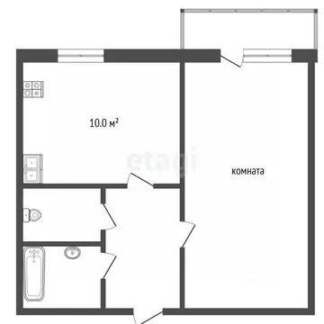 1-к кв. Тюменская область, Тюмень ул. 30 лет Победы, 48 (33.6 м)