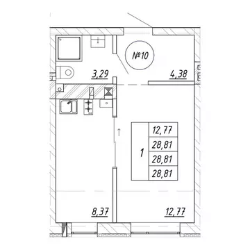 1-к кв. Калининградская область, Зеленоградск  (28.81 м)