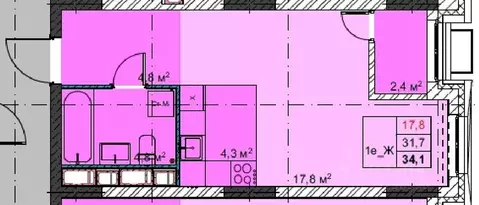 1-к кв. Приморский край, Владивосток Бам мкр,  (34.1 м)