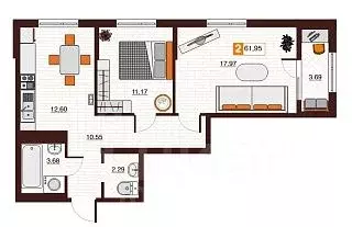 2-к кв. Оренбургская область, Оренбург Северный жилрайон, Фамильные ...