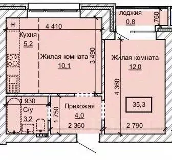 2-к кв. Алтайский край, Барнаул ул. Анатолия (35.3 м)