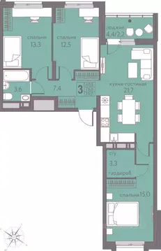 3-к кв. Пермский край, Пермь ул. Серебристая, 5 (79.0 м)