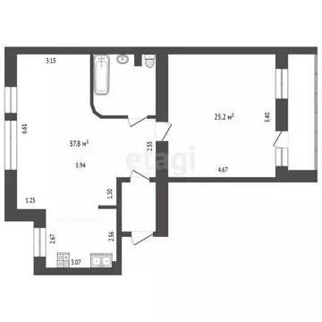 2-к кв. Тюменская область, Тюмень ул. 50 лет Октября, 26 (73.2 м)