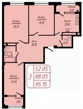 3-к кв. Ставропольский край, Кисловодск ул. 40 лет Октября, 37 (95.15 ...