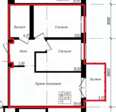 2-к кв. Санкт-Петербург Магнитогорская ул., 1 (52.2 м)