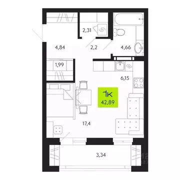 1-к кв. Томская область, Томск Уютный жилой квартал, ул. Маяковского, ...