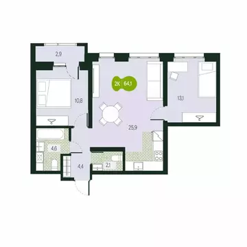 3-к кв. Забайкальский край, Чита Каштакский мкр,  (64.1 м)