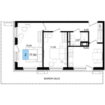 2-к кв. Краснодарский край, Анапа Лучи жилой комплекс (77.93 м)