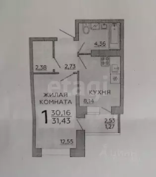 1-к кв. Воронежская область, Воронеж Ростовская ул., 73Дк1 (31.0 м)