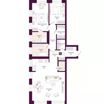 3-к кв. Нижегородская область, Нижний Новгород ул. Тургенева (94.6 м)