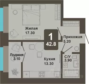 1-к кв. Чувашия, Чебоксары ул. И.П. Прокопьева (42.8 м)