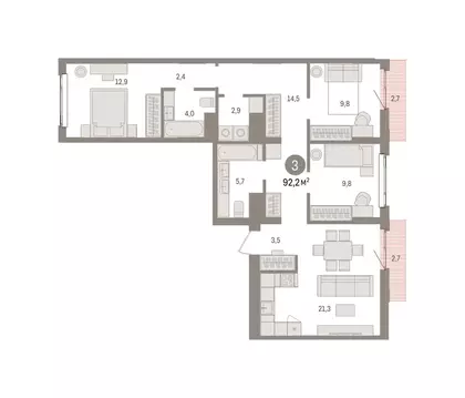 3-комнатная квартира: Екатеринбург, жилой район Сортировочный, ...