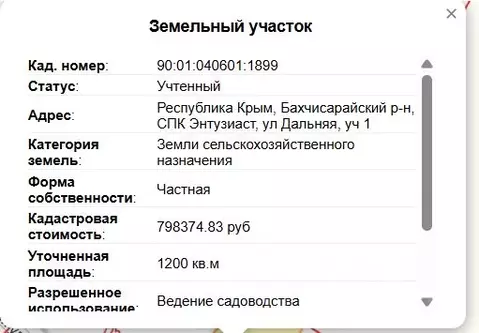 Участок в Крым, Бахчисарайский район, Энтузиаст СПК ул. Дальняя (12.0 ...