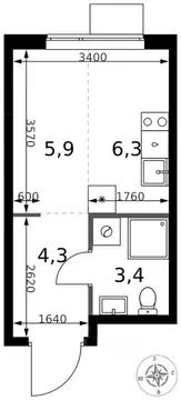 Студия Москва 1-й Измайловский жилой комплекс, к3 (19.9 м)