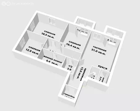 3-комнатная квартира: Уфа, улица Рихарда Зорге, 73/1 (118.3 м)