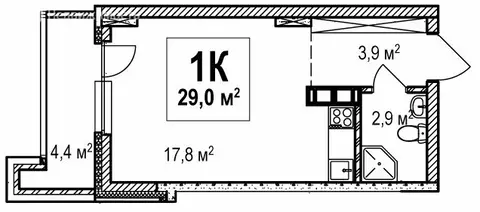 1-комнатная квартира: Нижний Новгород, проспект Гагарина, 36к4 (29 м)