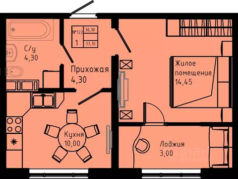 1-к кв. Ленинградская область, Коммунар г. Гатчинский муниципальный ...