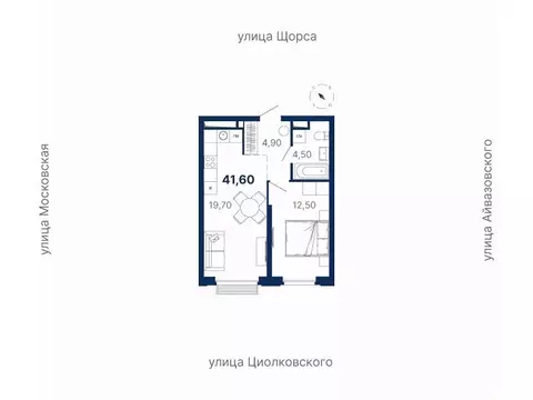 1-к кв. Свердловская область, Екатеринбург ул. Московская, 251 (41.6 ...