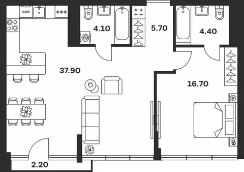 1-к кв. Тульская область, Тула ул. Фридриха Энгельса, 62 (71.0 м)