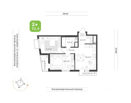 2-к кв. Свердловская область, Екатеринбург Уктус жилрайон, Cемейный ...
