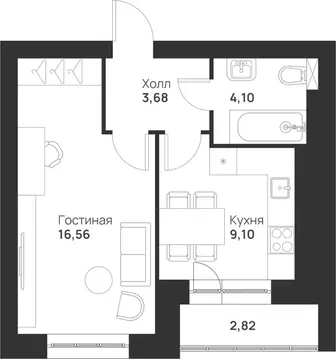 1-к кв. Тульская область, Тула Новая Тула мкр,  (36.26 м)