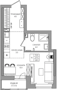Студия Пермский край, Пермь Батумская ул., 21 (28.5 м)