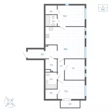 3-к кв. Свердловская область, Екатеринбург ул. Вильгельма де Геннина, ...