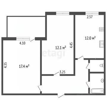 2-к кв. Челябинская область, Челябинск Колхозная ул., 33 (49.0 м)