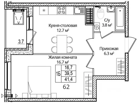 1-к кв. Псковская область, Псковский район, Завеличенская волость, д. ...