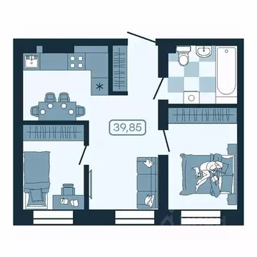 2-к кв. Приморский край, Владивосток ул. Борисенко, 100Кс1 (39.85 м)