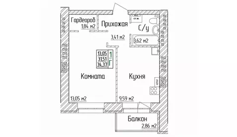 1-к кв. Ярославская область, Ярославский муниципальный округ, пос. ...