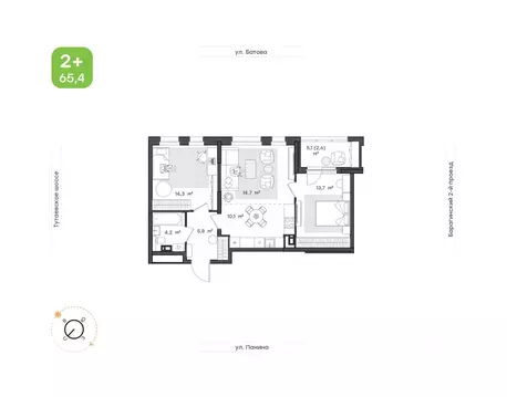 3-к кв. Ярославская область, Ярославль Тутаевское ш., 93Б (65.4 м)
