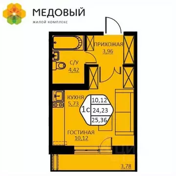 1-к кв. Пермский край, д. Кондратово ул. Н.М. Яблокова, 6 (25.36 м)