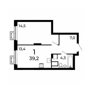 1-к кв. Нижегородская область, Нижний Новгород ул. Коперника, 15 (39.0 ...