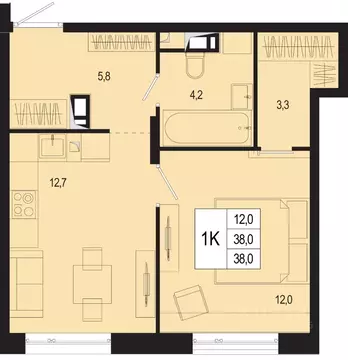 1-к кв. Московская область, Подольск городской округ, д. Борисовка ...