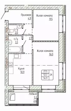 2-к кв. Алтайский край, Новоалтайск ул. Титова, 6 (54.9 м)