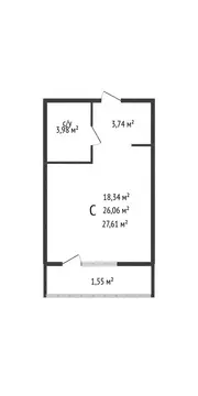 Квартира-студия: Краснодар, улица Красных Партизан, 1/4к1 (26.6 м)