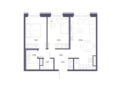 2-комнатная квартира: Санкт-Петербург, набережная Чёрной речки, 35 ...