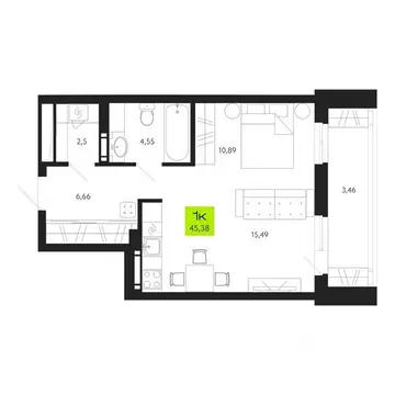 1-к кв. Томская область, Томск Уютный жилой квартал, ул. Маяковского, ...