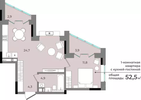 1-к кв. Удмуртия, Ижевск ул. Имени В.С. Тарасова, 6 (52.5 м)