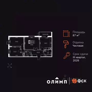 3-к кв. Калужская область, Обнинск Заовражье жилрайон, Ап-квартал ...